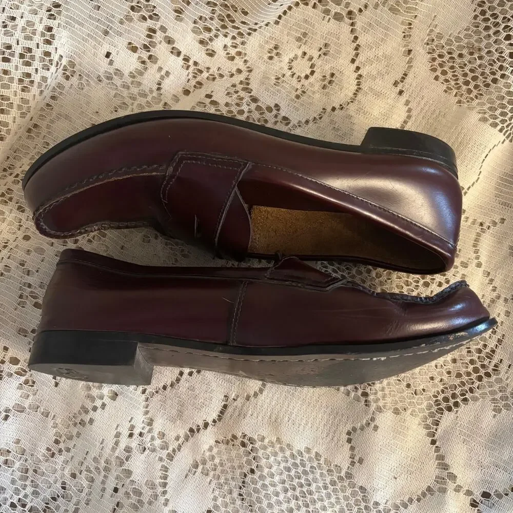 G.H. Bass Weejun Men's US 10 B Burgundy Leather Loafers Shoes